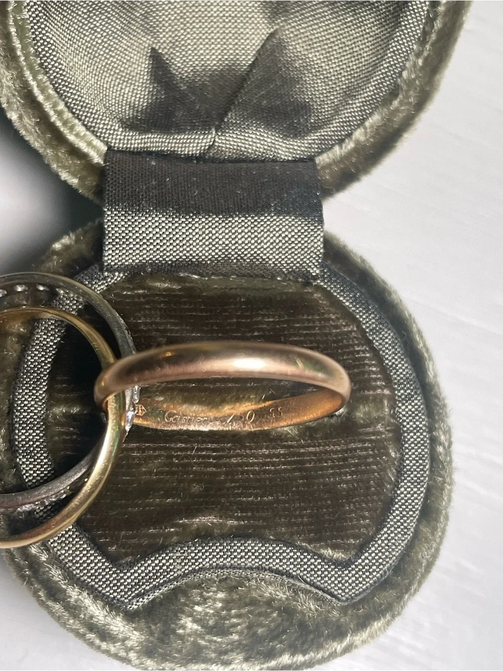 Cartier Tri-Color Interlocking Ring Set with Pavé Stones